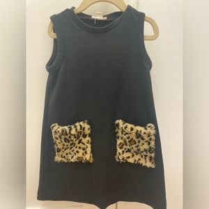 Crewcuts leopard fur pocket dress